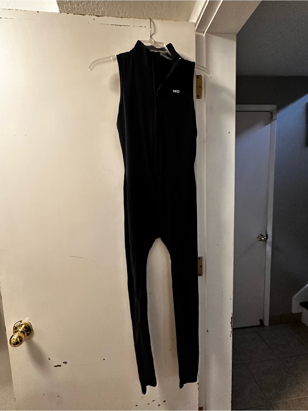 Women's Black Sleeveless Zip-Front Jumpsuit